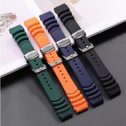 Μαύρο Λουράκι Σιλικόνης Seiko Prospex 20 mm με Ανοξείδωτη Πιάστρα