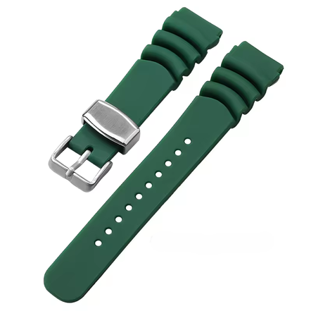 Πράσινο Λουράκι Σιλικόνης Seiko Prospex 20 mm με Ανοξείδωτη Πιάστρα