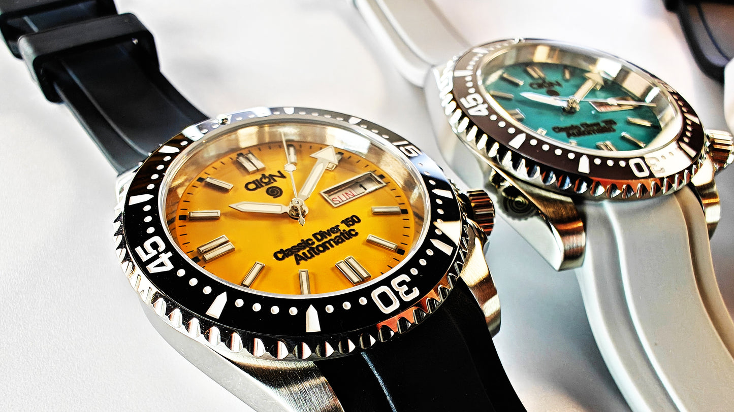 Aion Αιων Classic Diver 150M 3.8 Reimagined Line Πρασινο Ημερα Ημερομηνια