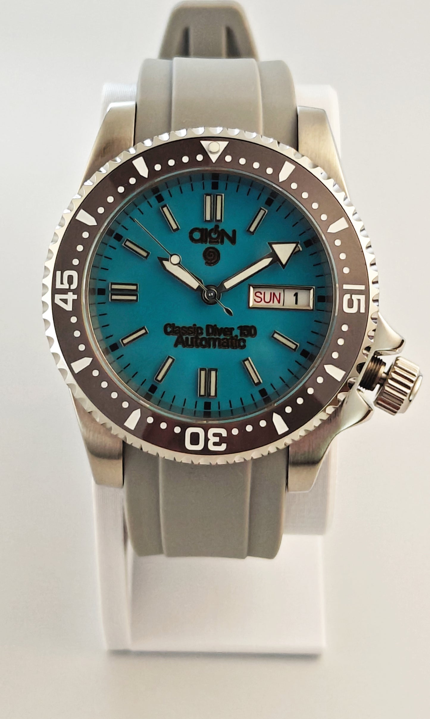 Aion Αιων Classic Diver 150M 3.8 Reimagined Line Γαλαζιο Ημερα Ημερομηνια